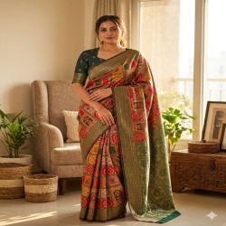 Premium Banarasi Lichi Silk Woven Saree with Blouse